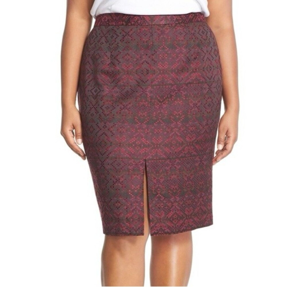 Halogen Geometric Jacquard Weave Lined Pencil Skirt. 12. NEW.